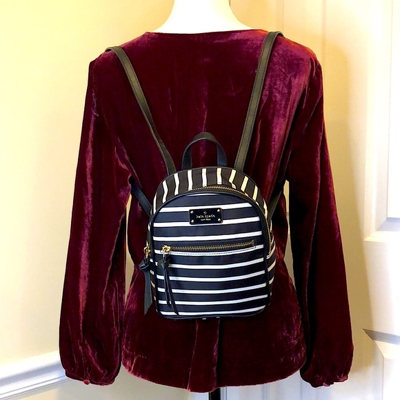 KATE SPADE NY Wilson Road French Stripe Backpack Black & White Stripe NWOT - Picture 15 of 15